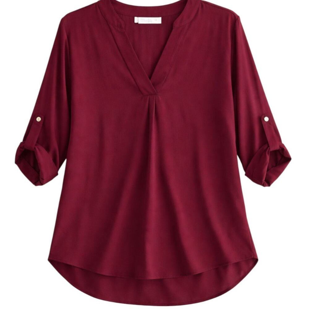 All in Favor Zinfandel V-Neck Oversized Blouse XS 4-Pack Boutique Wholesale - Picture 2 of 6